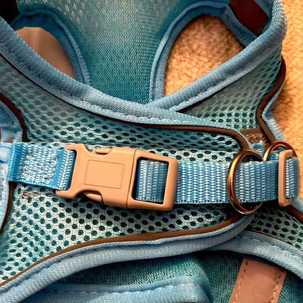 NWT Light Blue Reflective Double Secure Harness & Leash Set
